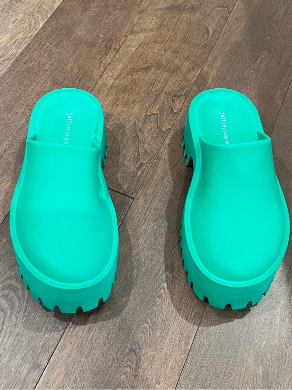 Jeffrey Campbell Bright Green Chunky Slide Clogs